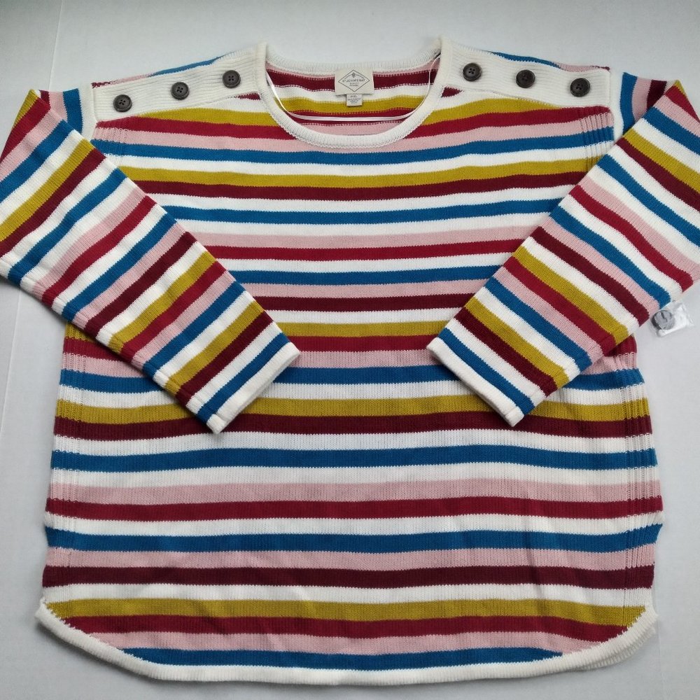 ST JOHNS BAY Womens Pullover Sweater Size XL Petite Multicolor Stripes NWT